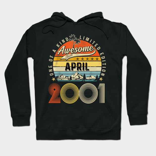 Awesome Since April 2001 Vintage 22nd Birthday Hoodie by PlumleelaurineArt